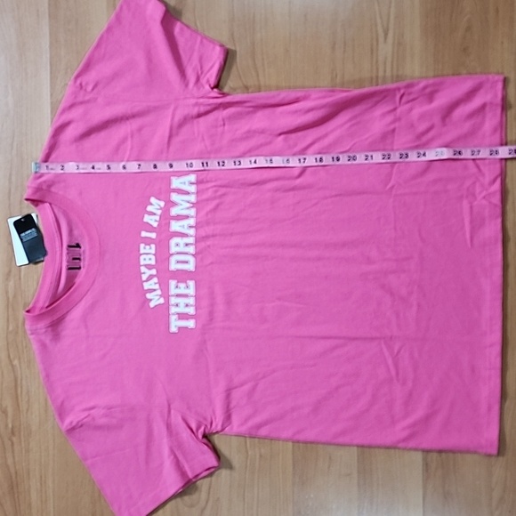 Isaac Morris Maybe I Am The Drama Pink Short Sleeve Tee New With Tags - Picture 5 of 8